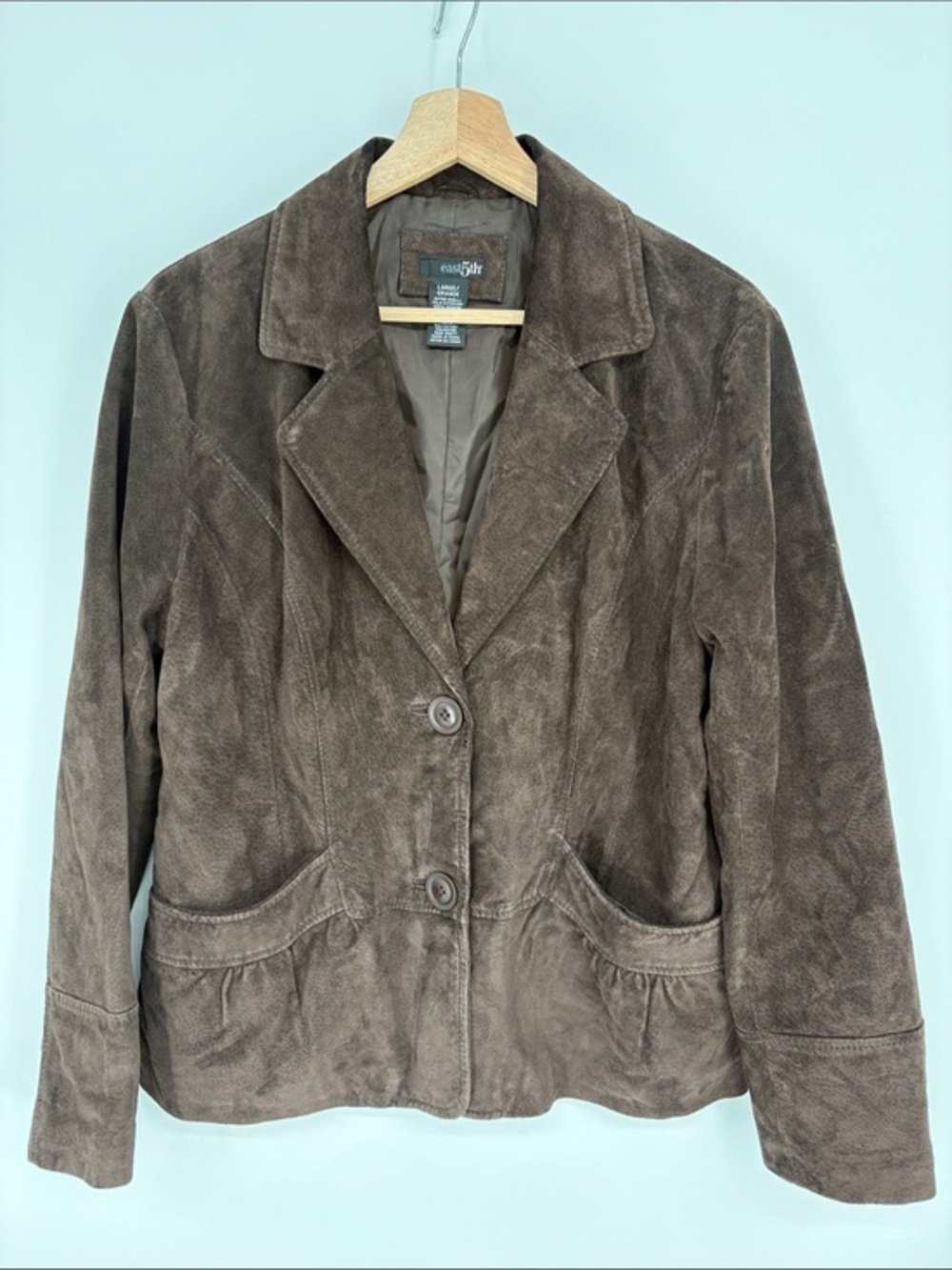 🏹 East 5th chocolate Brown washable Suede Two-Button Blazer